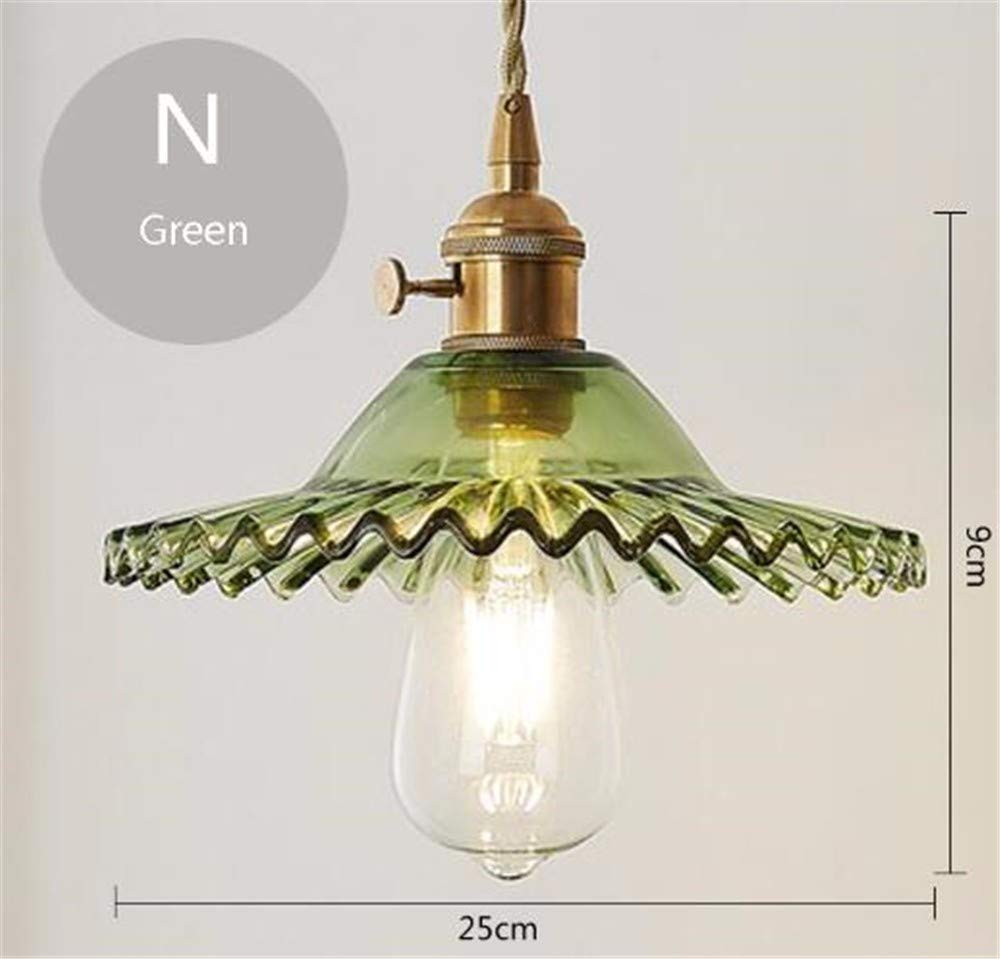 Nordic post-modern creative glass single-head E27 pendant light for dining room living room bedroom restaurant cafe store window,N green