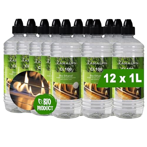 Xaralyn Bioéthanol CL100 (12X 1 Litre) - Bioéthanol 100% Pur - Sans Odeur - Origine Néerlandaise - Carburant Respectueux De L'Environnement