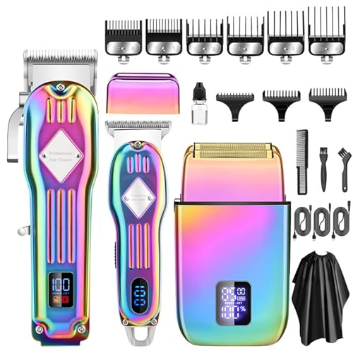 Repaly 2024 Nueva Peluquería Digital Lcd, Recortadora De Cabello Lcd Digital, Cortapelos Profesionales Para Hombres, Cortapelos Inalámbricos Kit De Cortapelos De Peluquero Para El Hogar (Multicolor)
