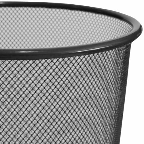 TECHZOCO Papelera Malla Metalica, Cesto basura redondo metálico, Papelera oficina, Cubo de Basura, Papelera Escritorio, Papelera Baño, 26.5 cm alto x 23.5 cm diámetro, 12 Litros, Negro - imagen 5
