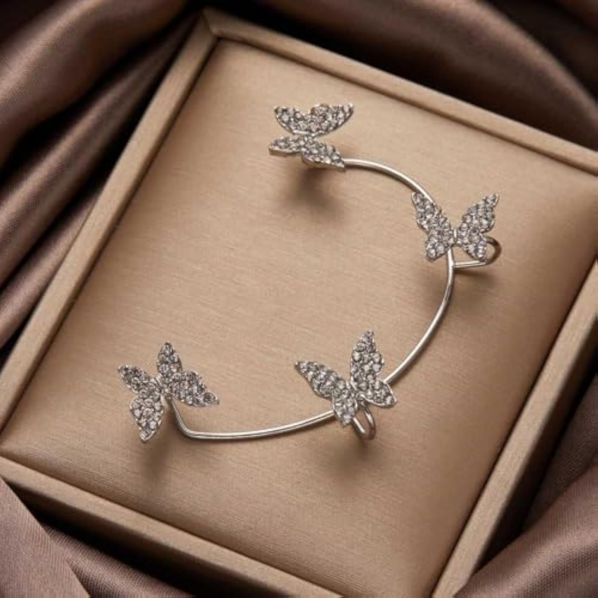 Zircon Cuff Wrap Butterfly Crawler Earrings