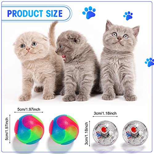 4 Pieces Ghost Hunting Cat Ball, Led Light Up Ball For Dog Motion Light Up Cat Ball Flashing Elastic Ball Glow In The Dark Interactive Pet Toys For Animals Activity #TOP2