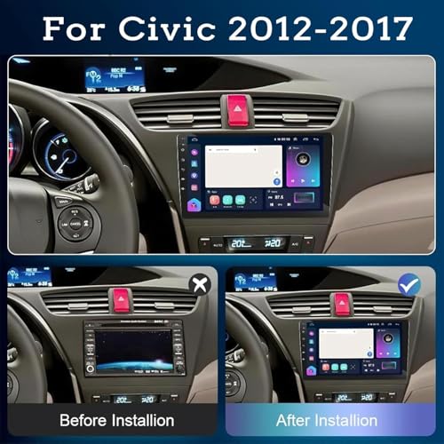 Autoradio Android Auto Sans Fil avec Bluetooth 5.0 pour Civic