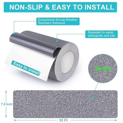 OQingluan Anti Slip Tape, 20cm*10m .9 in*33 ft, Anti Slip Safety Grip Tape for Stairs Non Skid Strip Tape, Strong Traction - Image 2