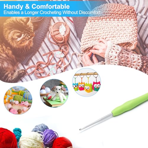 Image of Vodiye 10pcs Crochet Hooks, Professional Extra Long 2mm, Ergonomic Handle, Crochet Needle for Beginners & Experienced Lovers