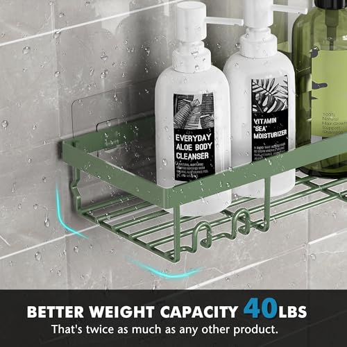 Image of Moforoco Shower Caddy Shelf Organizer Rack, Self Adhesive Black Bathroom Shelves Basket, Home Farmhouse Wall Inside Organization and Storage Decor Rv Accessories, First Camper Apartment Essentials