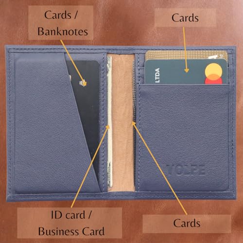 VOLPE Slim Wallet Genuine Leather for Men and Women (Blue)2