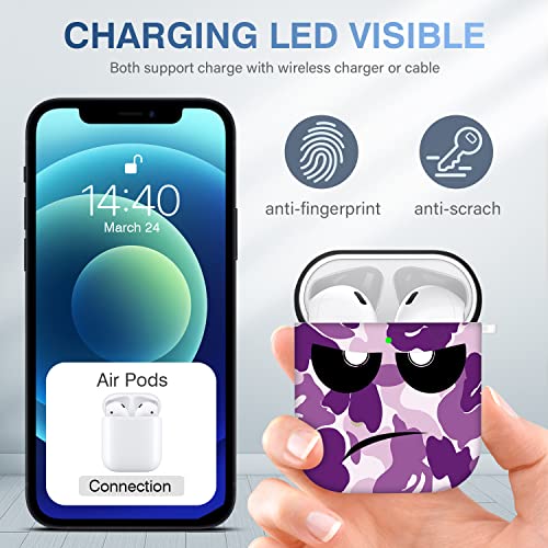 Image of for Airpods Case, Don't Touch Me for Airpods Cover with Keychain /Lanyard Soft Cute Shockproof Cover for Women Men Compatible with for Airpods 2 /1 Charging Case,Purple