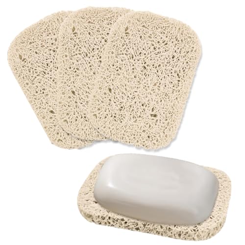 COYUN 3 Unidades MultiValue Almohadillas para Jabonera, Jaboneras para Pastillas de Jabon Antideslizante y Duradero con Forma de Bobina de Drenaje Base de Jabón para Guardar Jabón (Beige, 3)