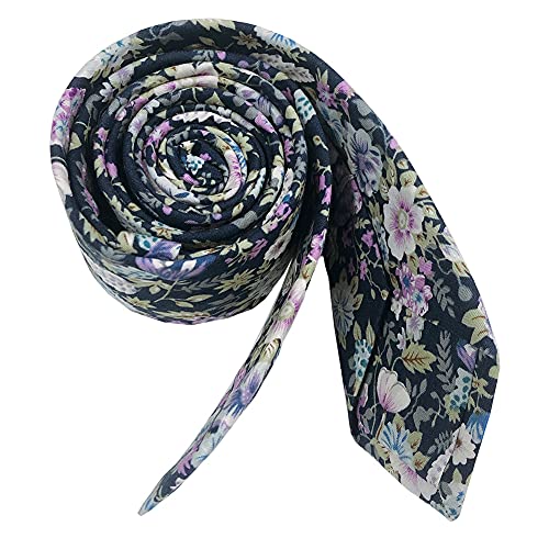 Image of Mantieqingway Men's Cotton Floral Neck Tie 2.56'' Printed Skinny Tie