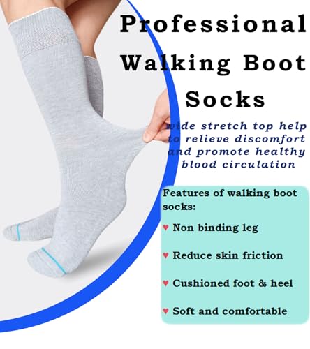 Walking Boot Sock Replacement Extra-Wide Knee High Socks for Foot Brace,Fracture Boot Men & Women 2 Pairs3