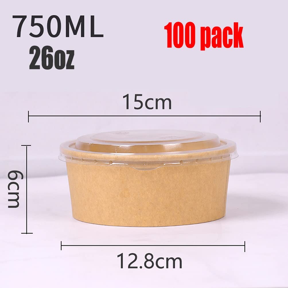AGYH Contenedor de Comida Preparada Paquetes De 100 Envases Prepare Contenedores con Tapas, Congeladores Microondas Caja De Almacenamiento De Alimentos Disponibles, Caja De Bento Apilable, 26 Oz