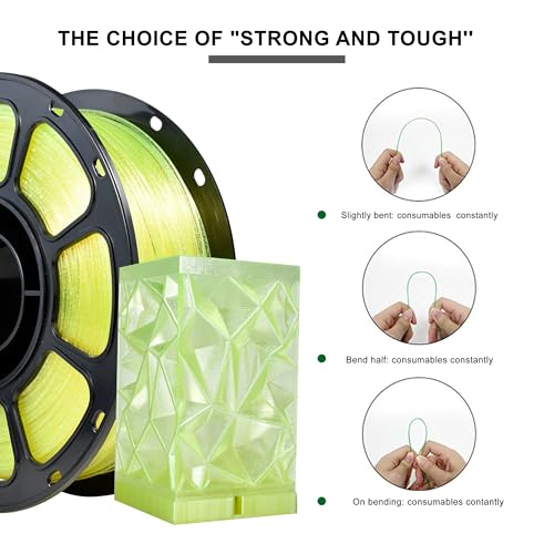 Image of iBOSS PLA Plus Clear Filament 1.75mm, 1kg Spool High Transparency Transparent Lemon Yellow Filament Glitter, PLA+ Neatly Wound 3D Printer Filament, Fast Printing Support
