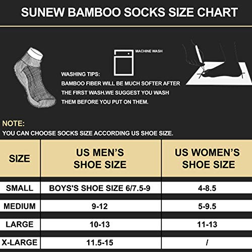 Sunew Mens Black Bamboo Socks, Mens Athletic Business Casual Mid Calf Wick Dry Socks, Full Cushioned Sole Anti Slip Home Indoor Fitness Hiking Trekking Running Socks,3 Pack Black L #TOP1