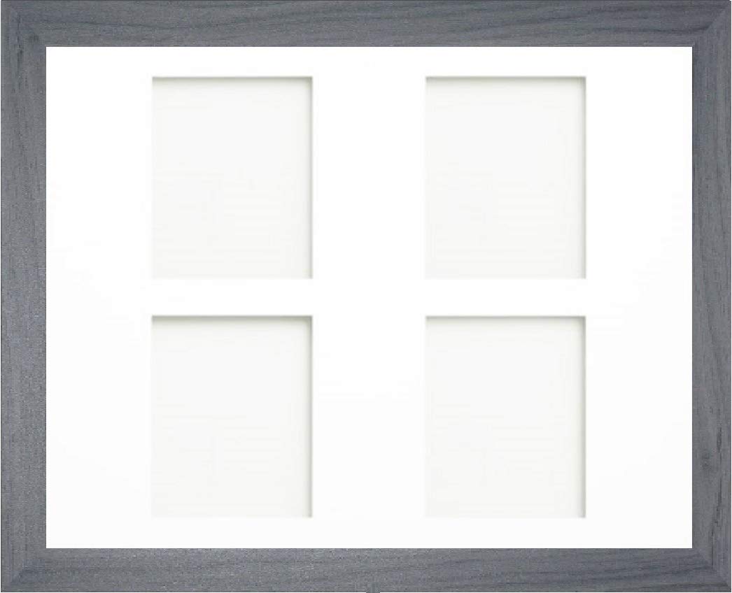 OSUK Limited Grey Multi-Aperture Collage Picture Photo Frame with White Mount & Choice of Mount Design (24x20 For 8x6 x4 Portrait)