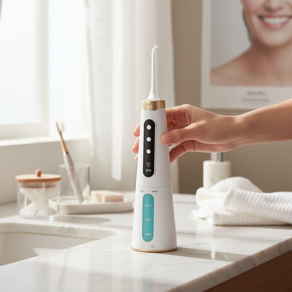 My DENTAL JET Ozonet - Irrigatore Interdentale Portatile ad Ozono, Getto d'Acqua, Batterie Interne