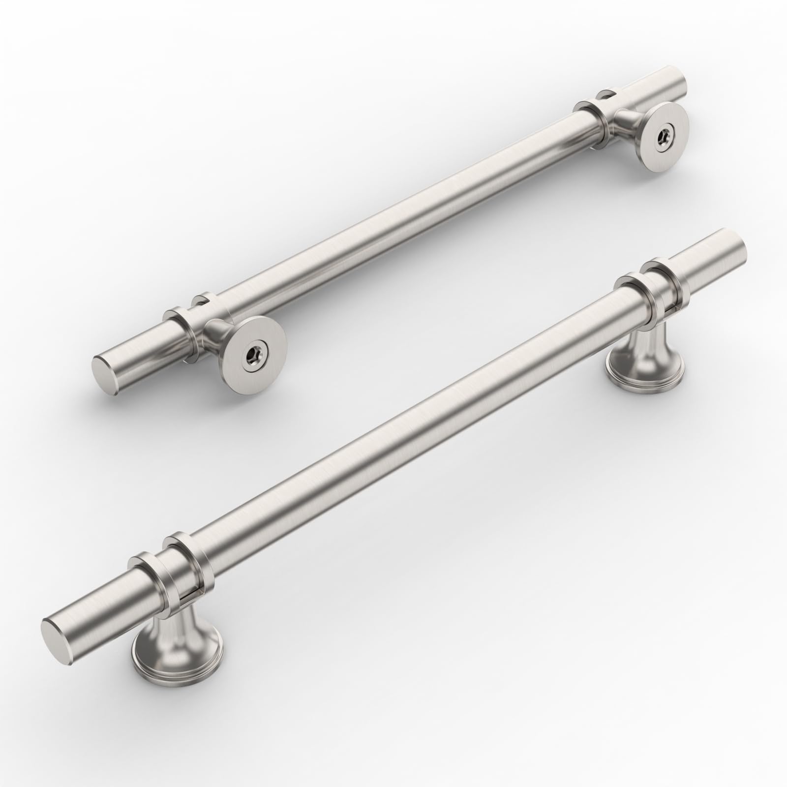 Amerdeco 10 sztuk uchwytów meblowych, szczotkowany nikiel, odstęp między otworami 160 mm, uchwyty do szafy, uchwyty kuchenne, uchwyty do szuflad do szafek kuchennych i szafek na ubrania UK0002