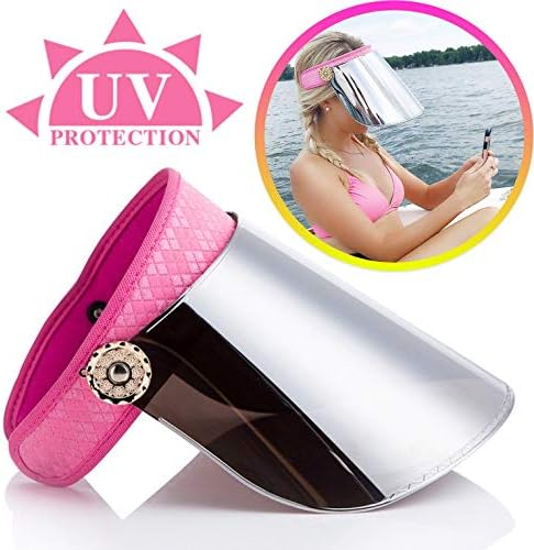 Sun Hat Visor Shield for Women - Cute Pink Girls/Ladies Wide Brim UPF UV Mask