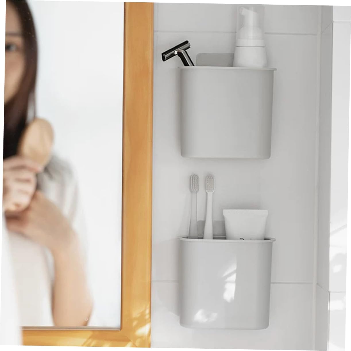 Alipis 10 Pcs Toothbrush Holder Wall Organizer for Kitchen Wall Organizer for Office Kitchen Wall Organizer Bathroom Vanity Organizer Wall Bathroom Organizer Bedroom Wall Organizer, Greyx5pcs