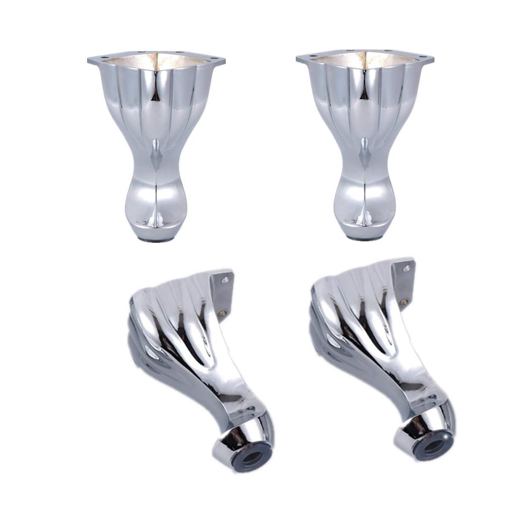 Metal Furniture Legs,Sofa Legs,Cupboard Feet,European Style Kitchen Feet,Thicken Zinc Alloy,Load Capacity 600kg/1323lb,Silver,with Screws,Set of 4 (12cm/4.7in)