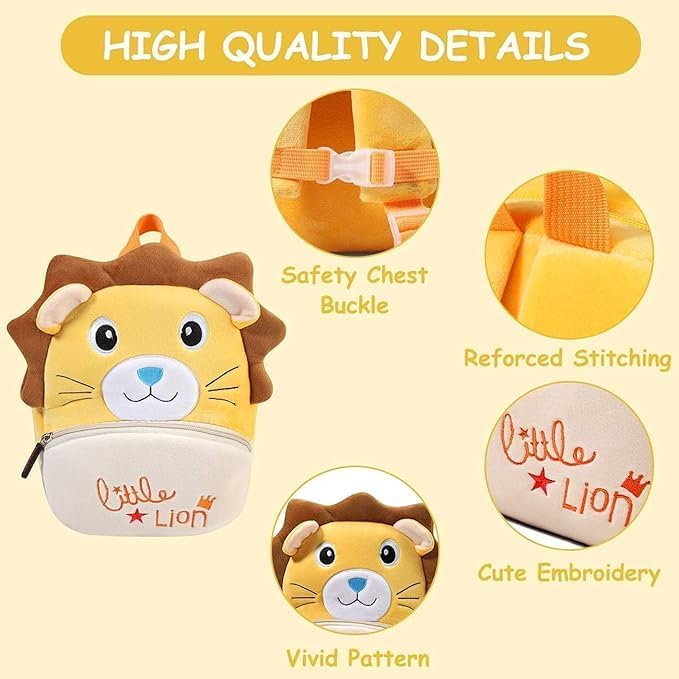Image of MELVIS Cute Kids Backpack Toddler Bag | Plush Cartoon Mini Travel Bag for Baby Girl & Boy (1-5 Years) | Small Preschool Nursery Bag