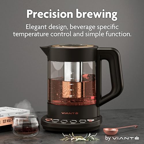 Viante-Hot-Tea-Maker-Electric-Glass-Kettle-with-tea-infuser-and-temperature-control-Automatic-Shut-off-Brewing-Programs-for-your-favorite-teas-and-Coffee-15-Liters-capacity