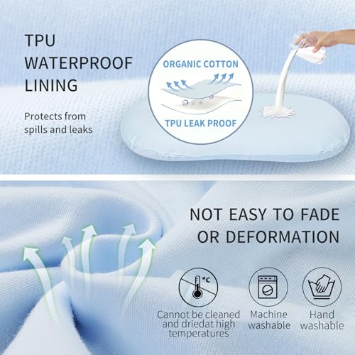 Image of Pucmaoci Organic Waterproof Baby Lounger Covers 2 Pack| GOTS Certified 100% Cotton| Removable Cover with Waterproof Liner | Machine Washable and Dry (Cover only)（Blue & Green)