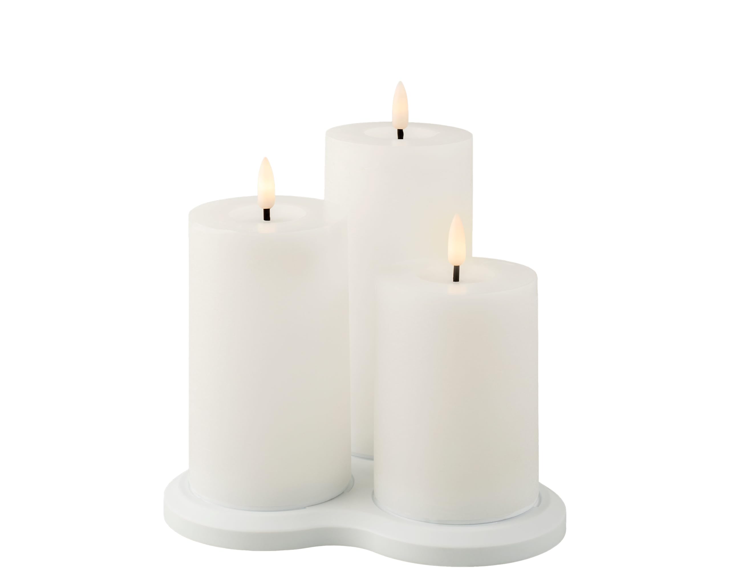 Lot de 3 bougies LED avec minuterie 12,5 à 17,5 cm - Bougies piliers électriques - Fonctionne avec piles et rechargeables via USB-C - Bougies de cire vacillantes - Bougies décoratives blanches / blanc