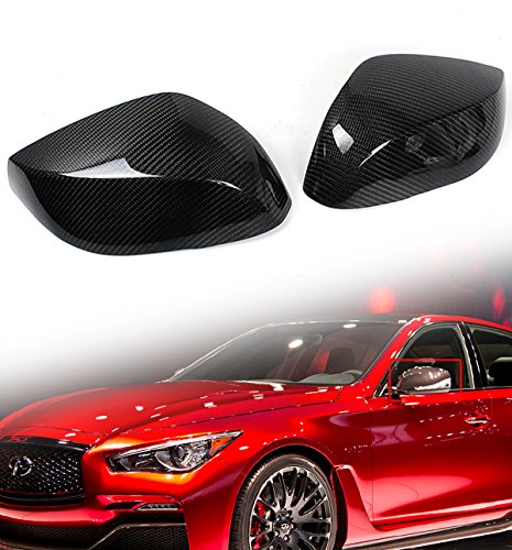Replacement Type Real Carbon Fiber Side Mirror Cap Covers Compatible for 2014-2023 Infiniti Q50 Q50S Q60 Q60 RS