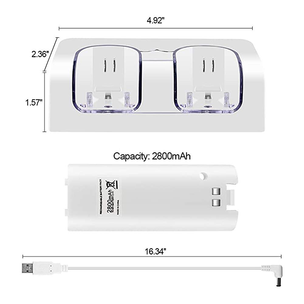 Station de charge Dual avec indicateur LED et batterie rechargeable