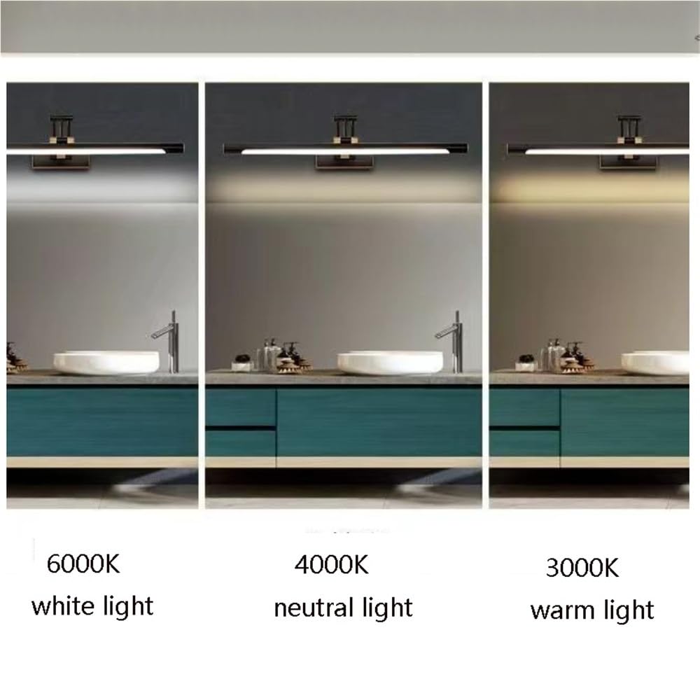 Lampada da Specchio Bagno Lampada da toeletta lineare moderna a tubo lungo LED Lampada da parete dimmerabile a 3 colori su specchio Luci for quadri cablate regolabili(58cm/22.83in)