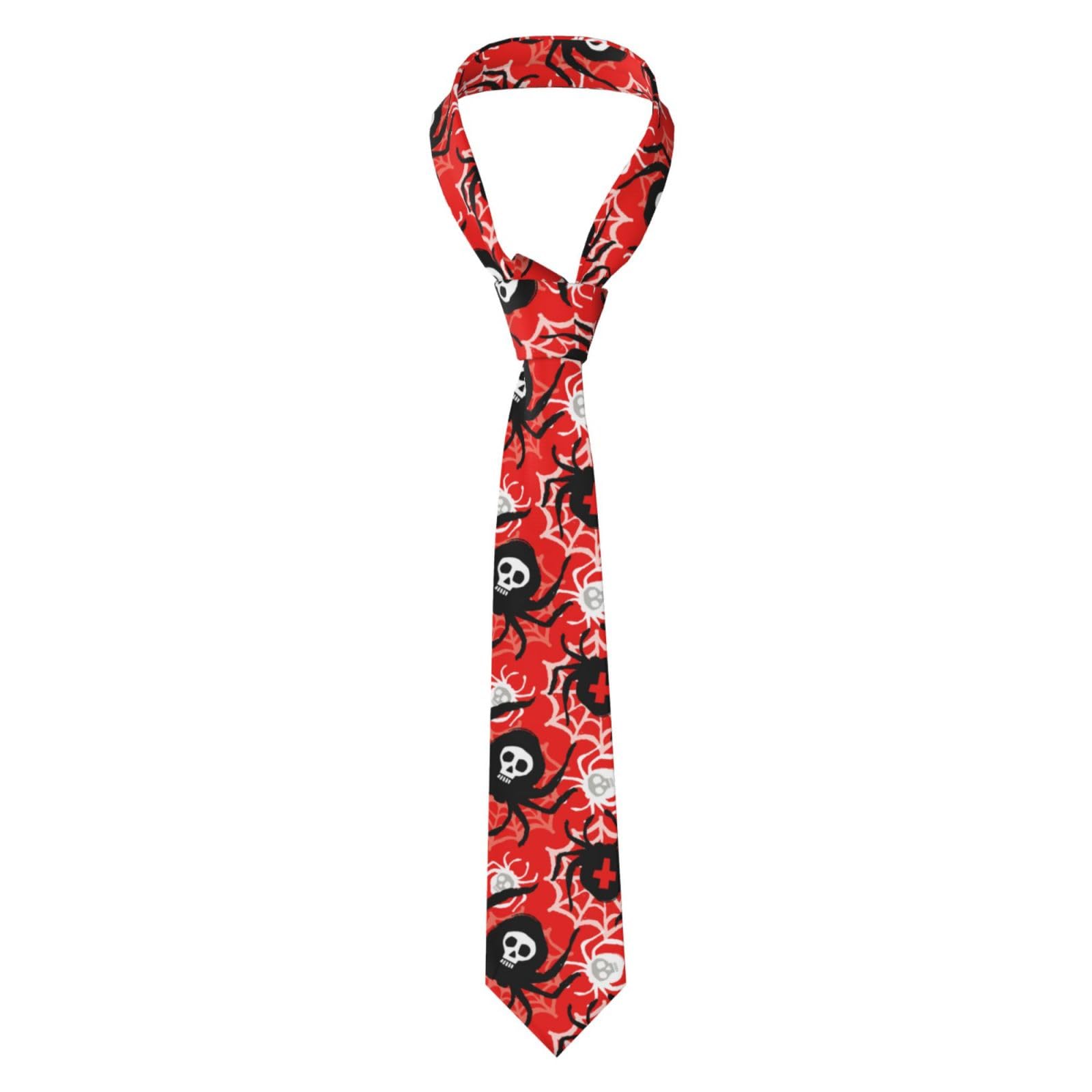 Oudrspo Spider Funky Grunge Modern Urban Red Mens Silk Ties Unique Gift Fashion Casual Neckties