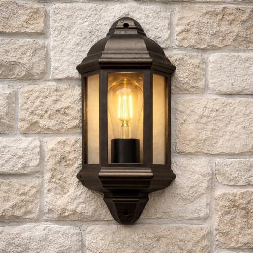 CGC Lighting Lampada da parete da esterno nera, illuminazione tradizionale vintage lanterna alimentazione CA, E27 (nero)