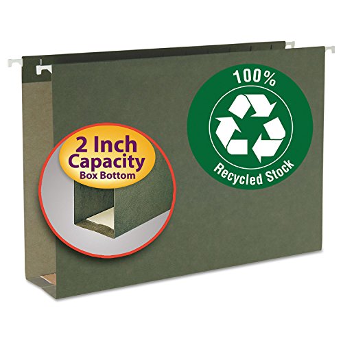 Dossiers suspendus Legal à fond large de 5 cm vert standard pour tiroir de bureau, boîte de 25