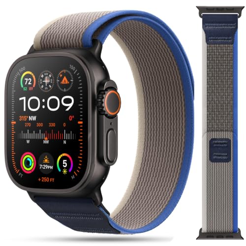 Image of MRAIN-H Nylon Leather Design Compatible with Apple Watch Bands for Men Women Ultra 3 2 1 Series 11 10 9 8 7 6 5 4 SE 3 2, Soft Stretchy Sport Band for iWatch 49mm 46mm 45mm 44mm