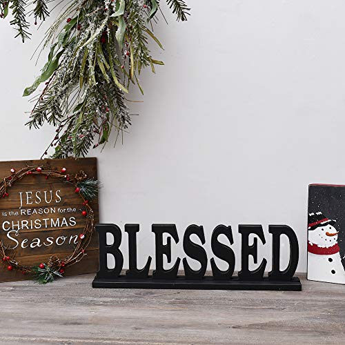 E-view Wooden Family Sign for Home Decor - Decorative Letters Tabletop Word Plaque Home Décor Accents (Blessed)
