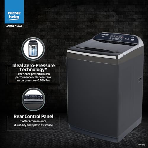 Image of Voltas Beko, A Tata Product 11 Kg 5 Star Fully-Automatic Top Loading Washing Machine (WTL1106UEAH / OBS3060, Dark Grey, Inbuilt Heater)