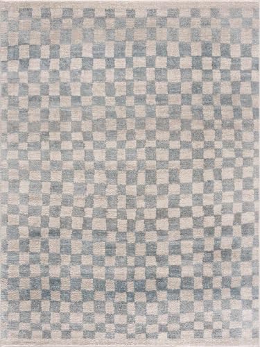 Tapete rectangular moderno crema y azul 240x305 cm miniatura 2