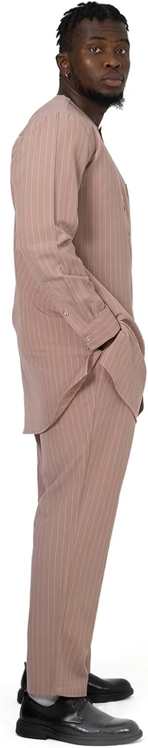 African Suit for Men Traditional Stripe Blazer and Pants 2 Piece Set Business Formal Dress Suit Party Wedding Evening - Image 5