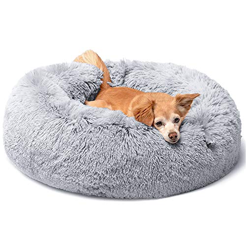 犬 ベッド 冬用 猫 ベッド クッション ラウンド型 もふもふ 丸型 OYANTENドーナツふわふわ もこもこ ぐっすり眠る 滑り止め 防寒 寒さ対策 洗える キャット 猫用 小型犬用 ペット用品(ライトグレー,XL)