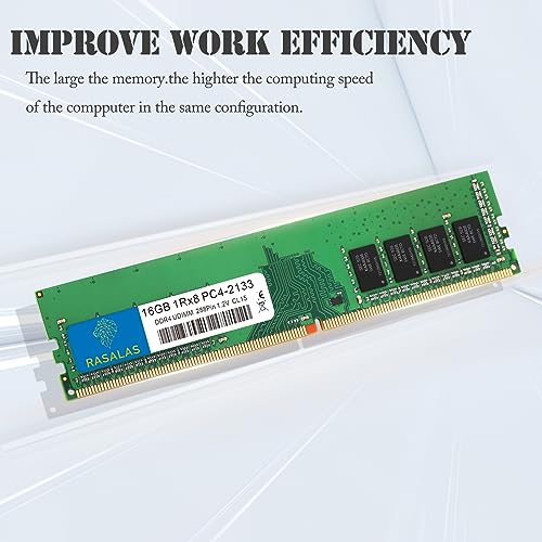 Image of RASALAS 16GB DDR4 2133MHz PC4-17000 Non-ECC Unbuffered 1.2V CL15 1Rx8 Single Rank 288 Pin UDIMM Desktop Memory RAM Module Upgrade
