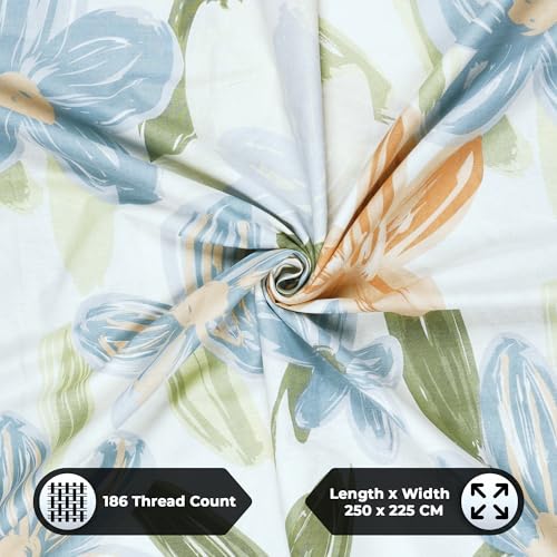 Image of Story@Home Bedsheet for Double Bed Cotton 190 TC with 2 Pillow Covers, White & Light Blue, Floral, Double Size Bedsheet for Double Bed | (225 Cm X 250 Cm) | Perfect for Home Decor