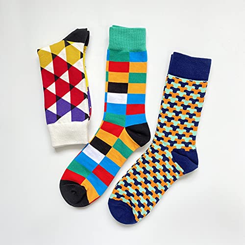 Men's Fun Set Dress Socks-Colorful Funny Novelty Cotton Funky Crew Socks Pack,Art Socks4