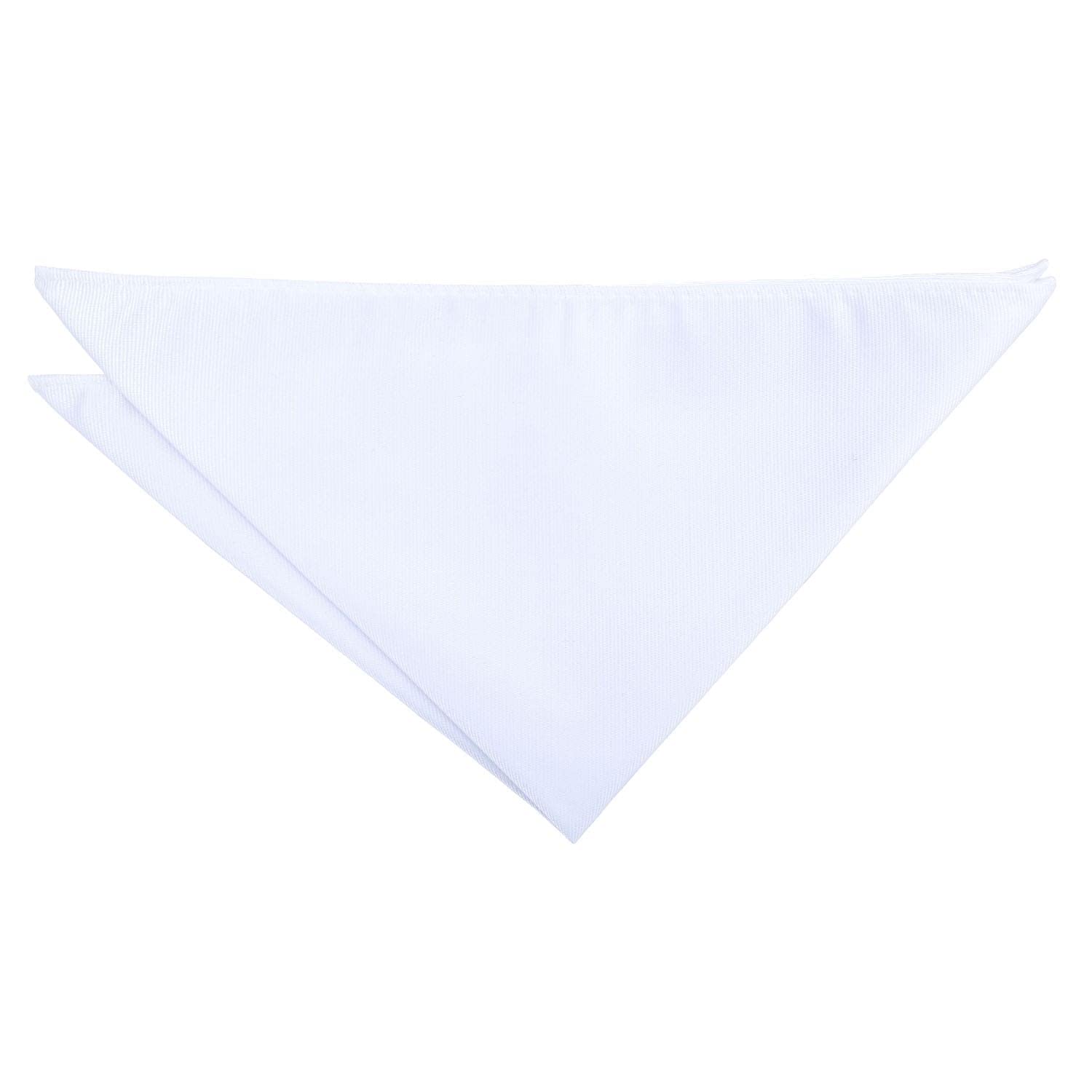 DQT Mens Plain Twill Pocket Square - Wedding, Business & Formal Suit Handkerchief - White