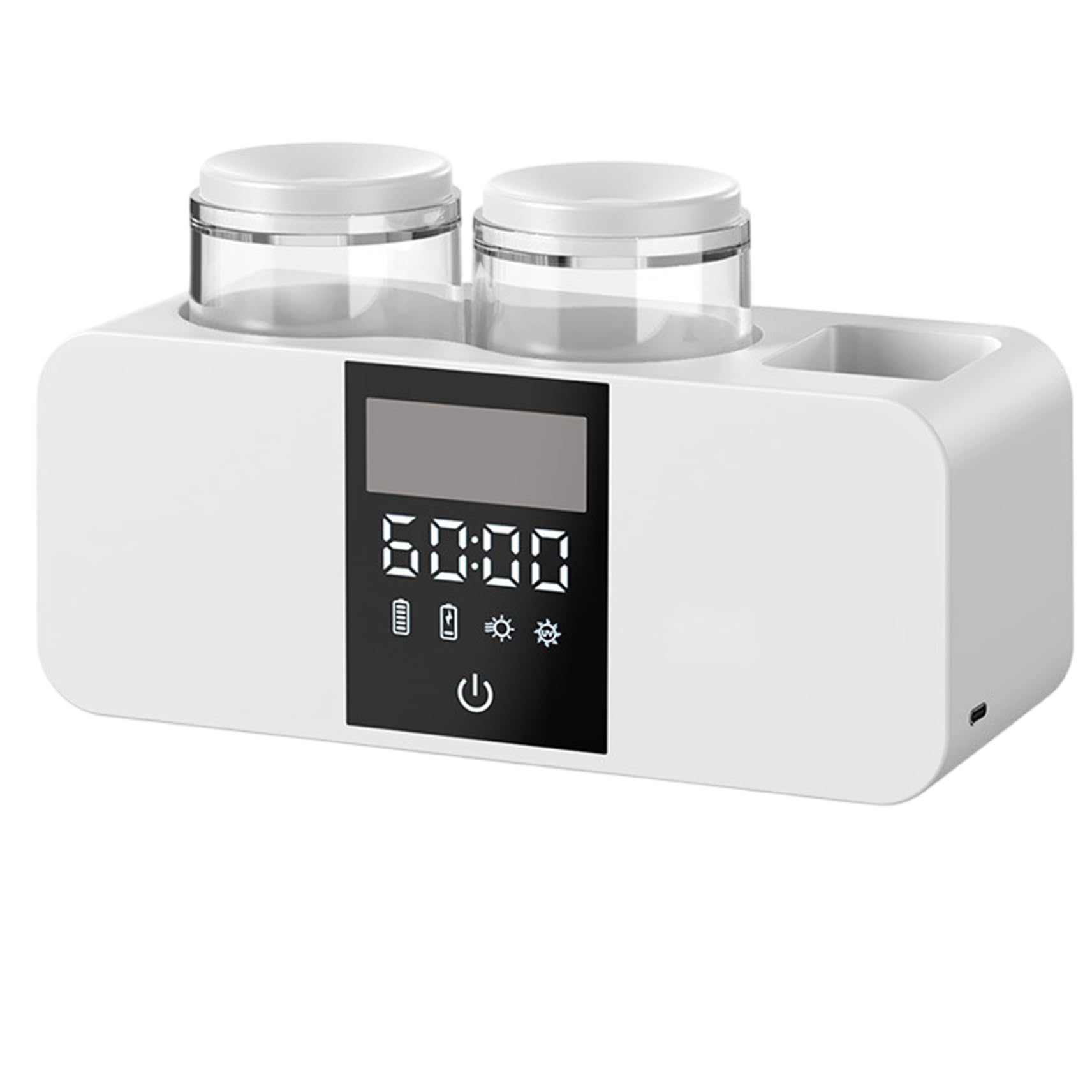 Portaspazzolino intelligente, 2 tazze, ad energia solare, con 4 scomparti e dispenser per dentifricio, autoadesivo, pratico accessorio da bagno