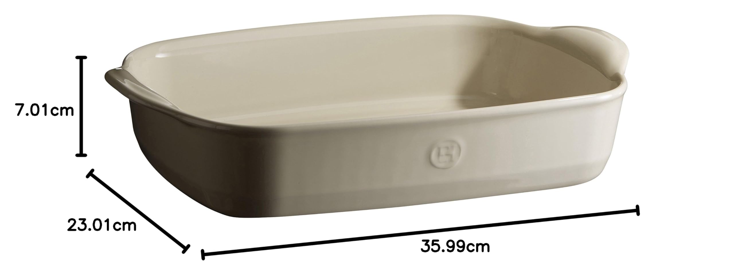 Emile Henry Plat à Four Rectangulaire 36 x 23 cm – Céramique Haute Résistance Beige Argile – Cuisson Homogène et Dorée – Fabriqué en France