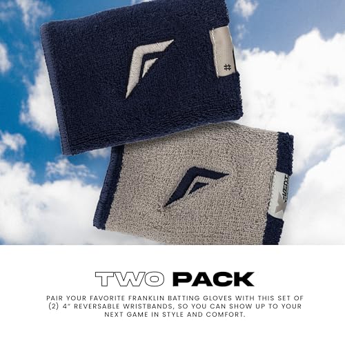 Franklin Sports X-Vent Baseball + Softball Wristbands - Navy + Gray - image 2