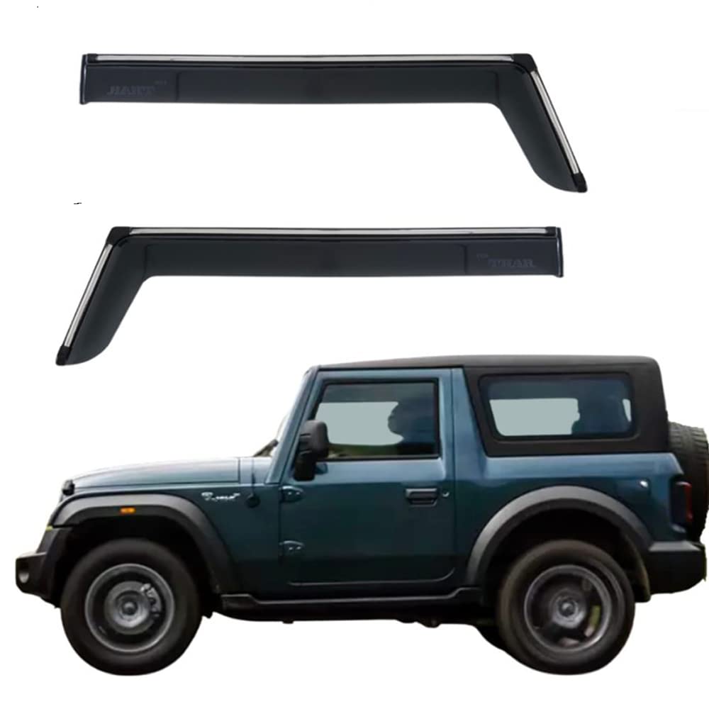 Speedwav | Side Wind-ow Deflector Rain Door Visor Compatible for Mahindra Thar 2020+ Models| Chrome/Silver Line, Warranty, Set of 2 Pc, Unbreakable Material-image-5