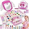 Unicornio Kit de Maquillaje 3-12 Niñas, Seguro y No Tóxico Cosméticos Lavables con Espejo y Correa, Juguete de Maquillajepara Princesas Regalo de cumpleaños y Navidad para niñas 4 5 6 7 8 9 10 11 Años