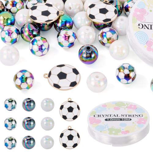 Kit bracelet football avec fil cristal extensible de 9m et perles acrylique résistantes